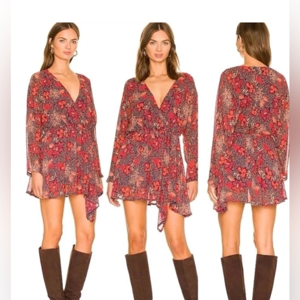 Free People Teegan Boho Asymmetrical Mini Dress , SZ XS